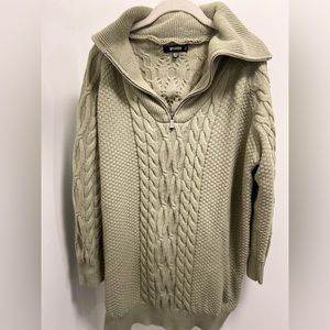 Missguided Sage Cable Knit Half Zip Jumper Dress, Size 6/8